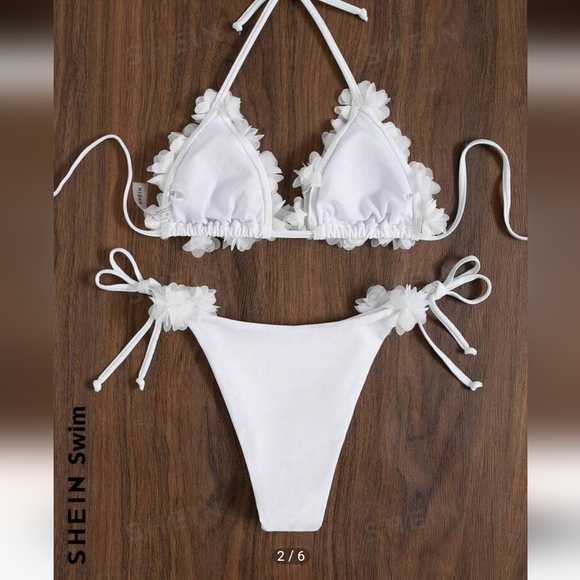 White Floral Applique Bikini - Picture 6 of 6